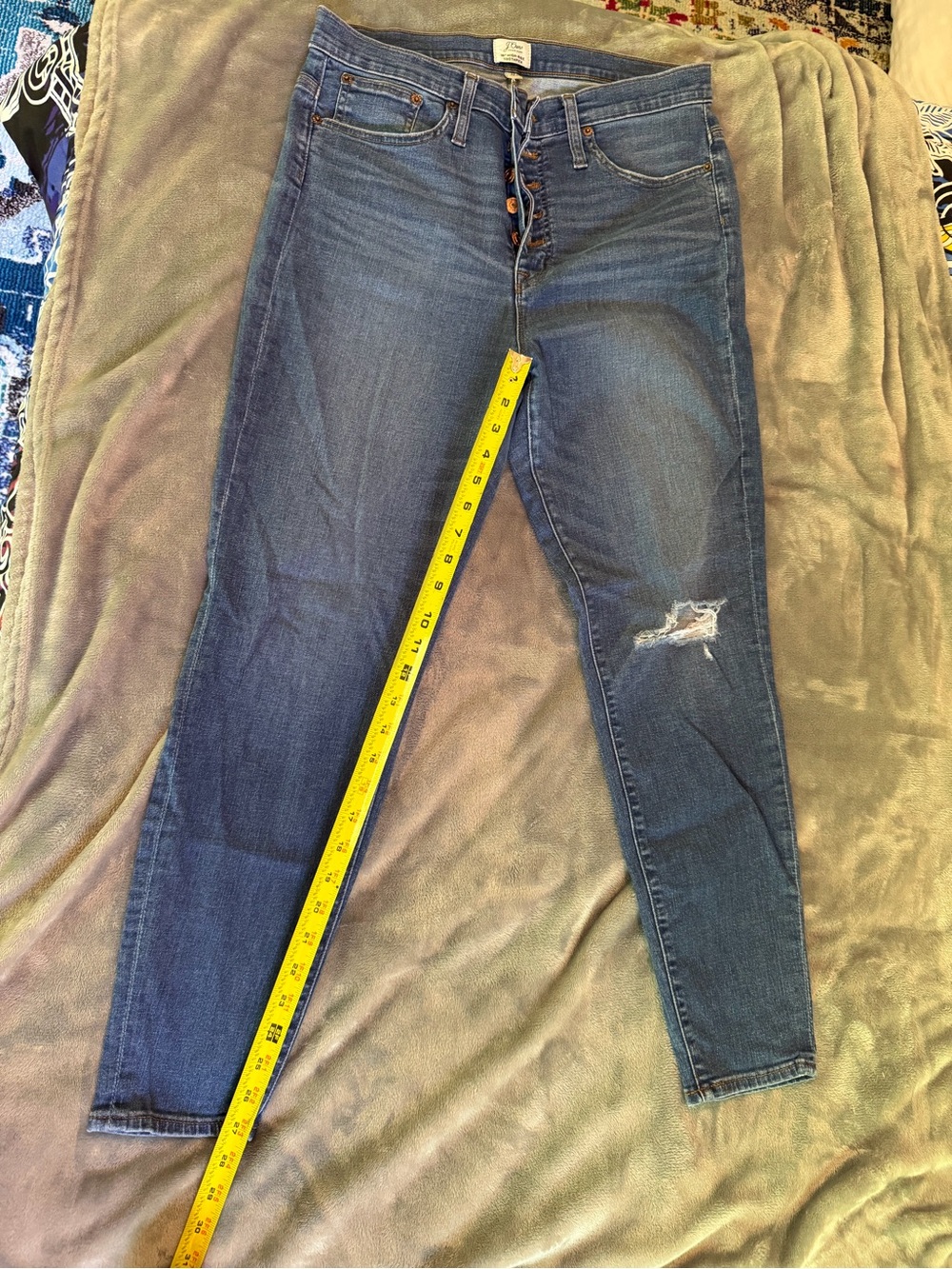 J. Crew 10” high rise Toothpick Jeans button fly